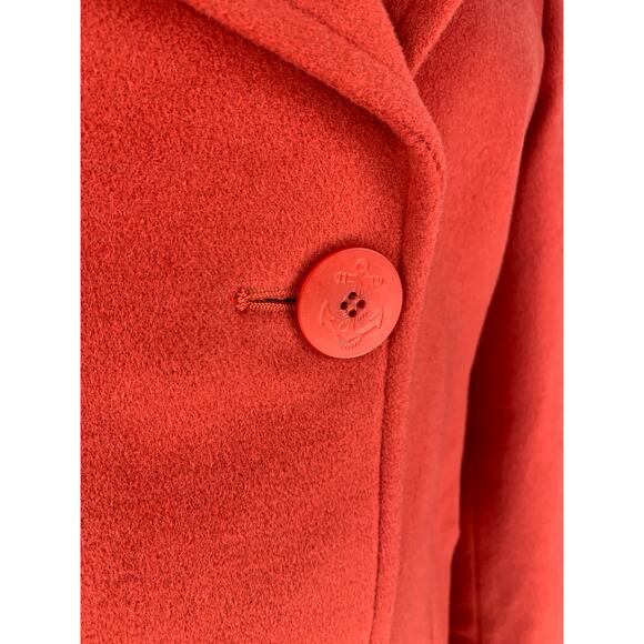 L.L. Bean Thinsulate Wool Cashmere Double Breasted Peacoat Womens Size 10 Orange - Picture 7 of 10